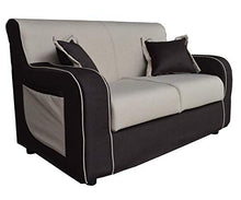 Divano sfoderabile 2 posti in tessuto imbottito con braccioli larghezza 146 cm (Beige/Marrone)