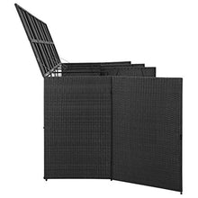 Oushome Copribidone Quadruplo Spazzatura Nero 305x78x120 cm Polyrattan