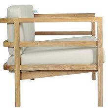 Divano lounge Pusie, 2 posti, in legno di teak massiccio, con cuscini