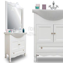 Mobile bagno 65 cm shabby chic in legno bianco provenzale vintage
