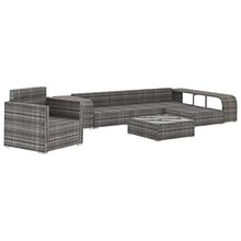 SKM Set Divani da Giardino 8 pz con Cuscini in Polyrattan Grigio (70.7kg)