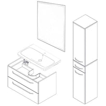 FACKELMANN - Set da 4 mobili da bagno Milano da appendere con lavabo da 80 cm e specchio da bagno a LED e armadietto alto