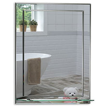 Bellissimo Specchio da Bagno Rettangolare con mensola, Moderno ed Elegante, Doppio Vetro, Angoli smussati, da Parete 50cm X 40cm