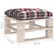 vidaXL Pouf da Giardino Pallet Cuscino a Quadri Rosso Legno di Pino