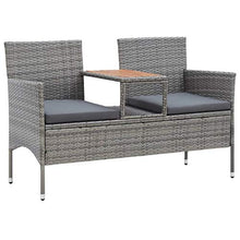 FAMIROSA Panca da Giardino 2 Posti con Tavolino 143 cm Polyrattan Grigio