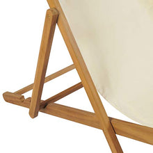 vidaXL Legno di Teak Sedia Sdraio Giardino Pieghevole Crema Lettino Prendisole