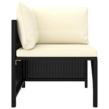 Tidyard Set 5 Pezzi Salotto da Esterno con Cuscini in Polyrattan,Mobili da Giardino in Rattan,Set Divani Modulari da Giardino,Nero