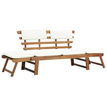 FAMIROSA Panca da Giardino con Cuscini 2-in-1 190 cm in Massello Acacia