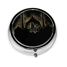 3 Vano Pill Box —pngtree—Ramadan Kareem Sfondo Eid Al Luxury Travel Kit Storage Metallo Rotondo Argento Pulsante Pillola Dispenser Vitamine Olio di Pesce Integratori