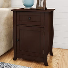 Lavish Home Accent Table- Storage Drawer & Cabinet, Dark Brown