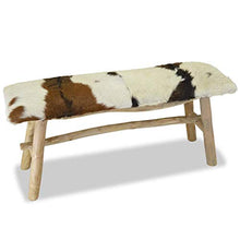 vidaXL Panca in Vera Pelle e Teak Panchina Seduta Ingresso Salone Arredo Casa