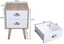 YRRA Mid-Century Moderno tavolino da Notte in Legno Comodino con 2 cassetti per Soggiorno Camera da Letto mobili per la casa (Burlywood e Bianco 1 Confezione)