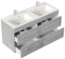 Set mobili bagno Helios grigio cemento incl. specchio a LED con funzione touch