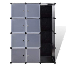 Armadio Modulare Camera da Letto con 12 Cubi, Scaffale Plastica con Ante, Guardaroba Organizzatore Strutture per Cabine Nero
