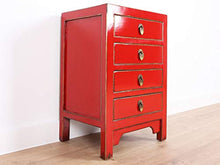 Yajutang - Cassettiera cinese in legno massiccio, colore: rosso