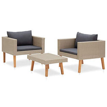 FAMIROSA Set Divani da Giardino 3 pz con Cuscini in Polyrattan Beige-0217