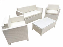 MICHELE SOGARI Set Giardino Aida in Simil Rattan Divano Poltrona e Tavolino arredo Garden (Bianco)