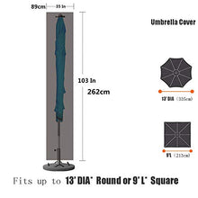 Grande copertura per ombrellone a sbalzo da terrazza, in tessuto Oxford 420D, resistente con cerniera e coulisse, impermeabile, per 3,4 m a 4 m, nero (262 x 89 cm)