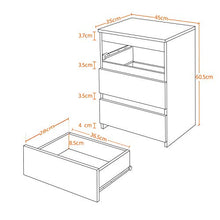 Yaheetech Set da 2 Comodini Camera da Letto Moderni Comodino Bianco Mobiletto con 3 Cassetti Tavolini Cassettiera Tavolino Laterale in Legno MDF per Soggiorno Salotto 45 x 35 x 60,5 cm