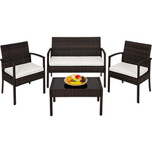 TecTake Set di MOBILI Rattan Arredamento Giardino Set Completo - Disponibile in Diversi Colori - (Nero-Marrone)