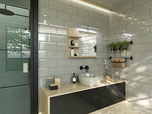 DOMTECH specchio da bagno con ripiani e illuminazione a LED, in rovere, da parete, misura L