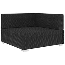 Tidyard Poltrona Modulare ad Angolo con Cuscini in Polyrattan Nero 70 x 70 x 52,5 cm