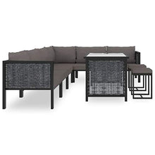 SKM Set Divani da Giardino 9 pz con Cuscini in Polyrattan Antracite