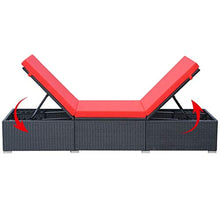 Festnight- Lettino da Esterno, Lettino Prendisole in Polyrattan 195x60x31 cm Nero e Rosso