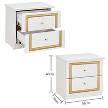 Pol-Power Claudia-Comodino in Stile Barocco con 2 cassetti, Bianco/Oro, 51,5 x 48 x 39 cm