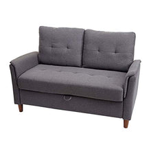 Mendler Divano a 2 posti Relax TV con vano Contenitore HWC-H23 Tessuto Grigio