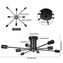 LynPon Plafoniera Vintage con 8 Bracci, Metallo Nero Lampadario Moderna, lampada da soffitto moderna per salotto o sala da pranzo