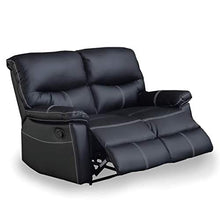 Divano a 2 posti Relax manuale in similpelle nera Dina