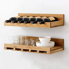 Portabottiglie e portabottiglie da Parete splendidamente, appesi in Legno Naturale, 18 Bottiglie e 15 Bicchieri