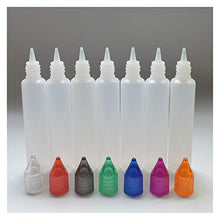 Trasparente 5pcs 30ml Bottiglia di plastica della bottiglia del contagocce di stile della penna vuota da 30 ml con il cappuccio variopinto e la punta lunga della bottiglia di liquido e della punta lun