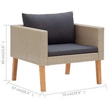 vidaXL Divano da Giardino Singolo con Cuscini Sofà Dormeuse Chaise Longue Poltrona Salotto Esterno Divanetto Canapè Arredo in Polyrattan Beige