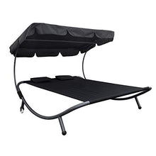 FineHome - Lettino a sdraio XXL con parasole, colore: nero