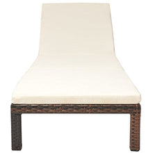 vidaXL Lettino Prendisole Regolabile con Cuscino in Polyrattan Marrone Sdraio