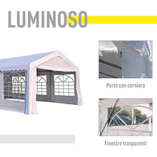 Outsunny Gazebo da Esterno Tendone per Feste Matrimonio Telaio in Acciaio Bianco (6m x 4m x2.8m)