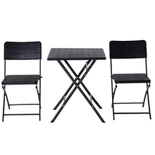 Outsunny Set 3 Pzi Mobili da Giardino: 2 Sedie (54x44.5x81cm) 1 Tavolo (61.6x61.6x74cm), Pieghevoli e Salvaspazio, Nero