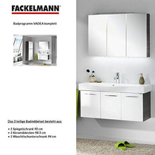 Fackelmann - Set di mobili da bagno Vadea, 3 pezzi, 90 cm, colore: Antracite e Bianco con mobiletto per lavabo, lavabo in ghisa e armadietto a LED, colore: Antracite