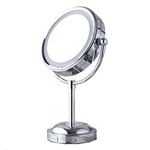 Specchio per Il Trucco, Specchi per Il Trucco del Bagno LED 3X Specchio Ingranditore Rotondo Illuminato Bifacciale Ingrandito in Piedi Batteria per Specchietto da Trucco Girevole A 360 Gradi