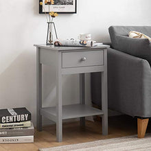 woodluv Comodino con mensola, tavolino da salotto, colore: Grigio