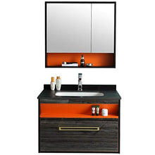 ZoSiP Set di Mobiletti Specchio e Lavabo Simple Bagno Cabinet Set da Parete Bagno in Legno Cabinet Rock Plate Basin Vanity Specchio per Lo Specchio (Color : Orange, Size : 50x80x51.5cm)