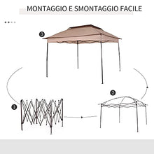 Outsunny Gazebo da Giardino con Zanzariera Impermeabile Richiudibile Telo in Tessuto di Poliestere 325×325cm