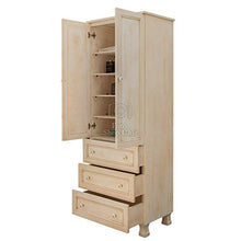 Shop Chic Colonna Bagno armadietto Avorio decapè con Ante e cassetti multiripiano