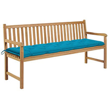 vidaXL Panca da Giardino con Cuscino Azzurro 175 cm Massello di Teak