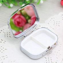 2 pezzi Scatola per Pillole Metallo, Feelairy Portapillole Tascabile 2 Scomparti con Specchio, Portapillole Settimanali da Viaggio per Vitamine e Medicinali Tablet per Uso Quotidiano