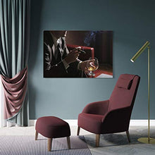JHDSA - Stampa artistica da parete, motivo: sigaro, vino rosso e vino, 50 x 75 cm