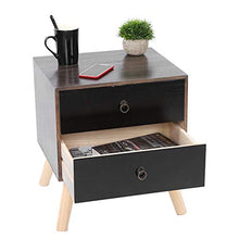 AYNEFY - Comodino vintage nero con cassetto