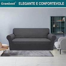 Granbest 1-Pezzo Copridivano Elasticizzato 4 Posti Universale Antiscivolo Fodera per Divano Design a Strisce Tessuto Spesso (4 Posti, Grigio)
